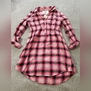 Victoria's Secret PINK Plaid Roll Tab Sleeve Shirt Dress
